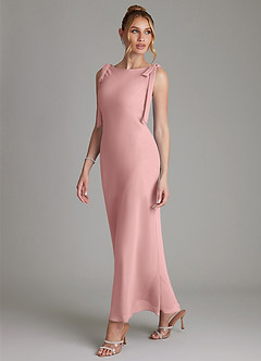 Azazie Luddie Bridesmaid Dresses Dusty Rose Mermaid Bow Chiffon Dress image1