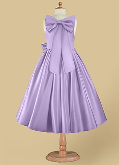 Azazie Bo Peep Flower Girl Dresses Lilac A-Line Bow Matte Satin Dress image8
