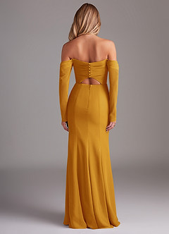 Azazie Hallie Bridesmaid Dresses Butterscotch Mermaid Long Sleeve Chiffon Dress image8