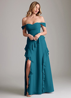 Azazie Sloane Bridesmaid Dresses Ink Blue A-Line Sweetheart Neckline Chiffon Dress image4