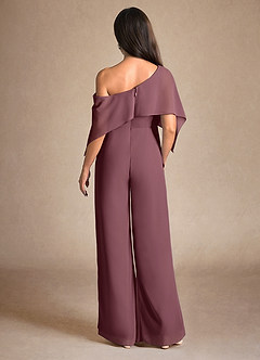 Azazie Halima Abiti per la Madre della Sposa Abito Tuta Pantaloni in Chiffon Spacco Laterale Sangria image3