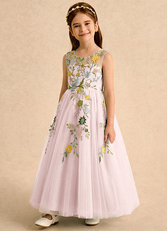 Azazie Tylie vestidos de niña de las flores Vestido Rosa Rubor de Tul de Vestido de princesa con Plisado image5
