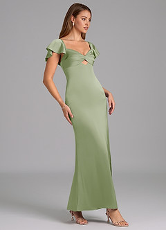 Azazie Demia 신부 들러리 드레스 쉬스 스윗하트 네크라인 스트레치 새틴 발목 길이 드레스 image3