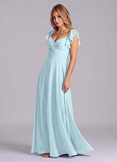 Azazie Leilani Bridesmaid Dresses Cloud Blue A-Line Pleated Chiffon Dress image5