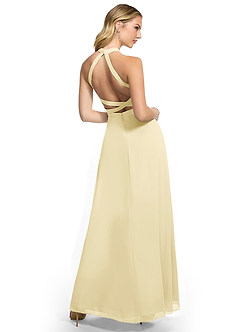 Azazie Clarice Bridesmaid Dresses Lemon Sorbet A-Line Halter Chiffon Dress image4