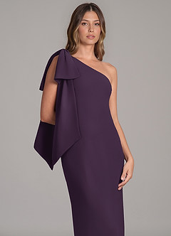 Azazie Capri Bridesmaid Dresses Plum A-Line One Shoulder Chiffon Dress image7