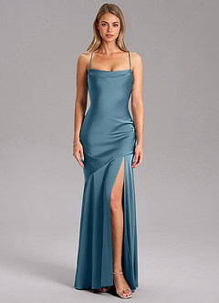 Azazie Grata Robes de demoiselle d'honneur Robe Sirène en Satin extensible Fente Latérale Bermude image3