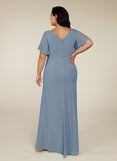 Azazie Song Mother of the Bride Dresses Dusty Blue Mermaid V-Neck Pleated Stretch Chiffon Dress image8