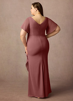 Azazie Song Mère de la mariée Robes Robe Sirène en Mousseline extensible Col V plissé Rose Du Désert image7
