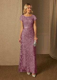 Azazie Dorit Mother of the Bride Dresses Vintage Mauve Sheath Scoop Lace Dress image1