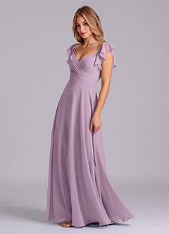 Azazie Leilani Bridesmaid Dresses Wisteria A-Line Pleated Chiffon Dress image4