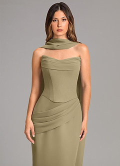 Azazie Sorrel Abiti da Damigella Abito Sirena in Chiffon Corsetto Verde Muschio image6