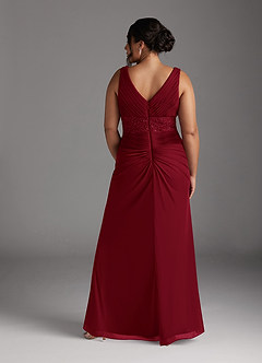 Azazie Winona Mother of the Bride Dresses Burgundy Mermaid Sequins Mesh Dress image10