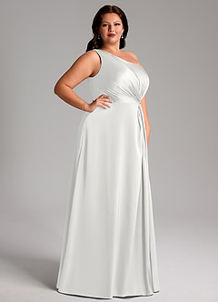 Azazie Brooke Abiti da Damigella Abito A-Line in Raso Elasticizzato Monospalla Bianco image10