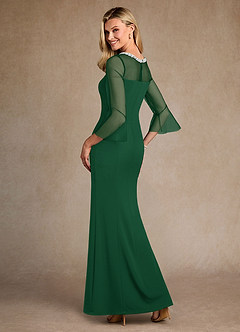 Azazie Bellevie 신부의 어머니 드레스 쉬스 구슬 스트레치 크레이프 플로어 길이 드레스 image3