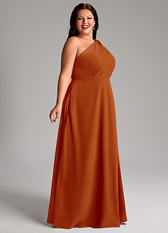 Azazie Phaedra Bridesmaid Dresses Paprika A-Line One Shoulder Chiffon Dress image11