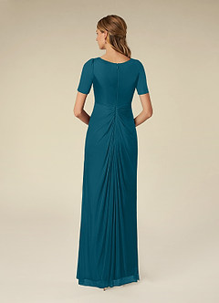 Azazie Bessie Mother of the Bride Dresses Ink Blue A-Line Pleated Mesh Dress image2