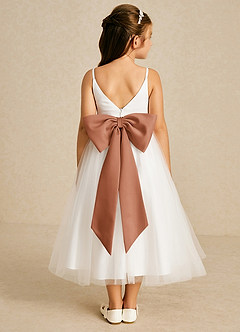Azazie Lea Flower Girl Dresses Bronzer A-Line Spaghetti Strap Tulle Dress image2