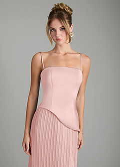 Azazie Tierney Bridesmaid Dresses Powder Pink A-Line Strapless Chiffon Convertible Dress image2