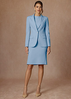 front Kennedy Sky Blue Structured Stretch Jacket and Dress Suit Set