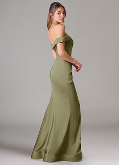 Azazie Everly Bridesmaid Dresses Pistachio Mermaid Off the Shoulder Stretch Satin Convertible Dress image4