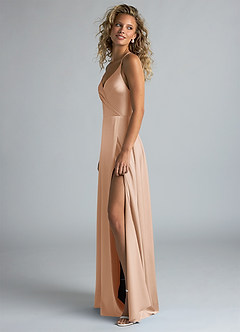 Azazie Davis Bridesmaid Dresses English Rose A-Line Pleated Stretch Satin Dress image6