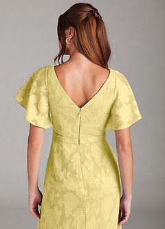 Azazie Ambrosia Jurken voor bruidsmeisjes Jurk van Bloemen Burn-out met A-Lijn Geplooid Kanarie image2