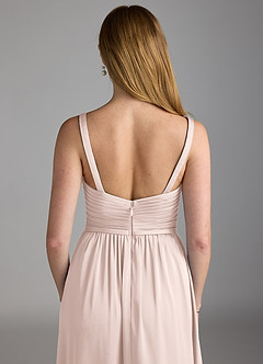 Azazie Chanel Brautjungfernkleider A-Linie Plissee Stretch-Satin Kleid Zartrosa image4