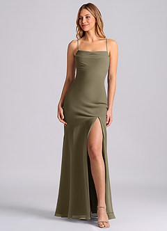 Azazie Grata Brudtärnklänningar Klä av Sjöjungfru i Chiffong Plisserad Pilgrön image1