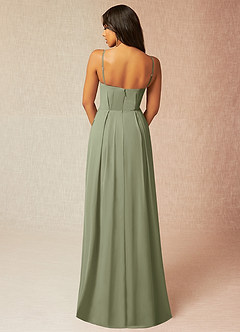 Azazie Kyedae Bridesmaid Dresses Pistachio A-Line V-Neck Pleated Chiffon Dress image2