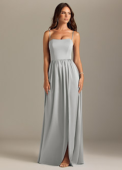 Azazie Calianna Bridesmaid Dresses Silver A-Line Off the Shoulder Stretch Satin Convertible Dress image8
