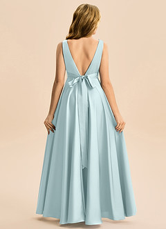 Azazie Gabby Junior Vestido de Neblina de Satén Elástico de Corte en A con Plisado image6