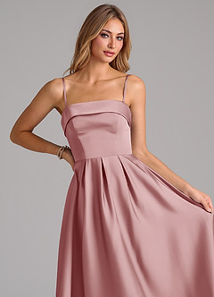 Azazie Lucienne Bridesmaid Dresses Dusty Rose A-Line Pleated Stretch Satin Dress image2