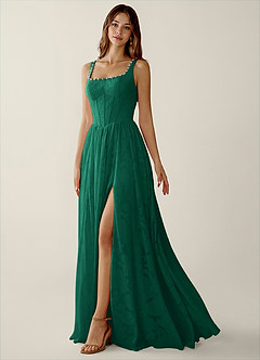 Megan Hunter Green Lace A-line Prom Dress image5