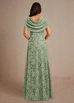 Azazie Branford vestidos de madre de la novia Vestido de Salvia Polvorienta de Devorado Floral de Corte En A con Plisado image3
