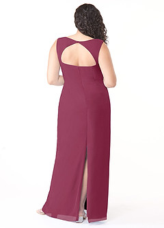 Azazie Flori Bridesmaid Dresses Mulberry Sheath Square Neckline Chiffon Dress image8