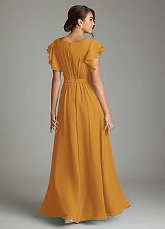 Azazie Daphne vestidos de dama de honor modestos Vestido de Corte en A Volantes Hasta el suelo Gasa image2