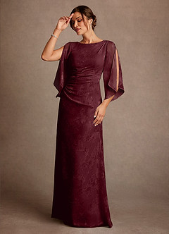 Azazie Anaheim 신부의 어머니 드레스 쉬스 주름진 플로럴 번아웃 플로어 길이 드레스 image2