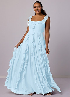 Barbie ♥ Azazie Bridesmaid Dresses Sky Blue A-Line with Pockets Chiffon Dress image10