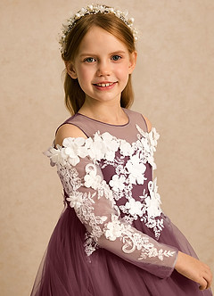 Azazie Lilah Flower Girl Klänningar Klänning A-linje i Tyll Spets image6