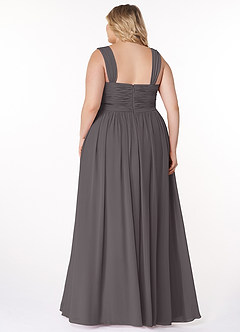 Azazie Zapheira Bridesmaid Dresses Steel Grey A-Line Ruched Chiffon Dress image8