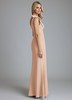 Azazie Taro Final Sale English Rose Sheath Bow Chiffon Dress image4