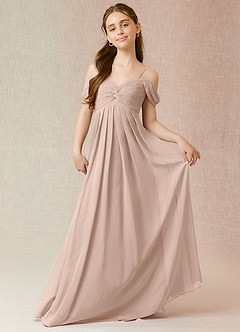 Azazie Kaitlynn Junior English Rose A-Line Off the Shoulder Chiffon Dress image1