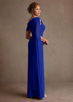 Azazie Bassi vestidos de madre de la novia Vestido de Azul Real de Malla de Corte Sirena con Vestidos sin tirantes image4