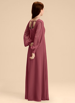 Azazie Bondi Junior Abito A-Line in Chiffon Blusa Merlot image6