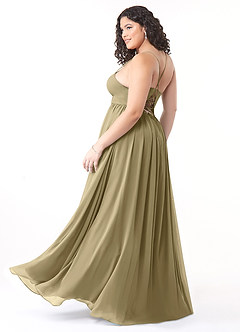 Azazie Aaida Bridesmaid Dresses Moss Green A-Line Corset Chiffon Dress image10