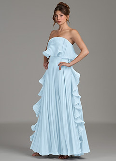 Azazie Alexia Bridesmaid Dresses Sky Blue A-Line Ruched Chiffon Dress image3