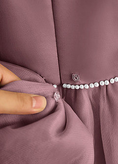 Azazie Lass Flower Girl Dresses Vintage Mauve A-Line Bow Tulle Dress image7