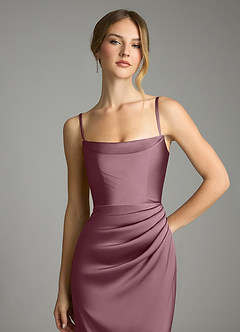 Azazie Leonis Bridesmaid Dresses Amethyst Mermaid Pleated Stretch Satin Convertible Dress image4