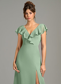 Azazie Kimmy Bridesmaid Dresses Matcha A-Line Ruched Chiffon Dress image6